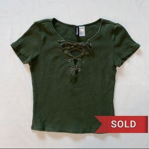 H&M Divided Cropped Tank Criss Cross Design